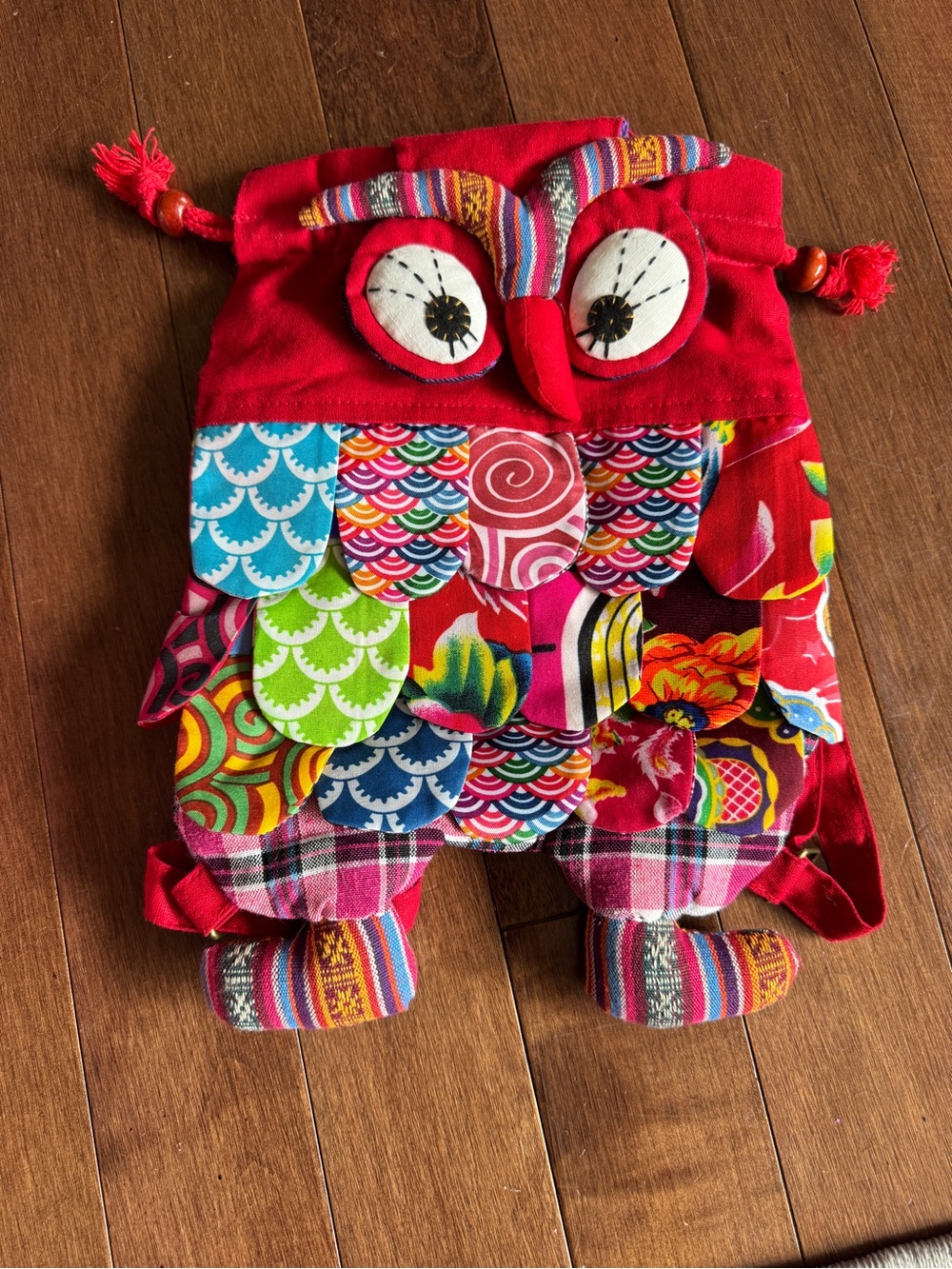 Cute Owl Cinch and Magnetic Snap Closure Backpack Small Vibrant Colors